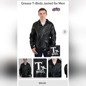 Grease T-Birds Black Faux Leather Jacket for Men Costume